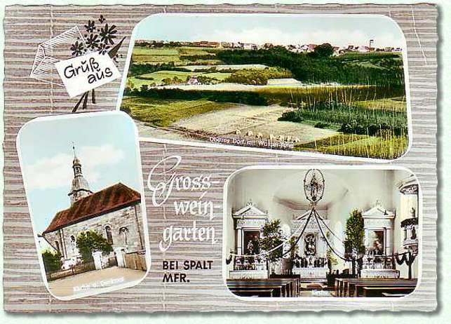 Ansichtskarte aus dem Jahr 1966. Kirchenfoto rechts unten: die Kanzel ist noch da!